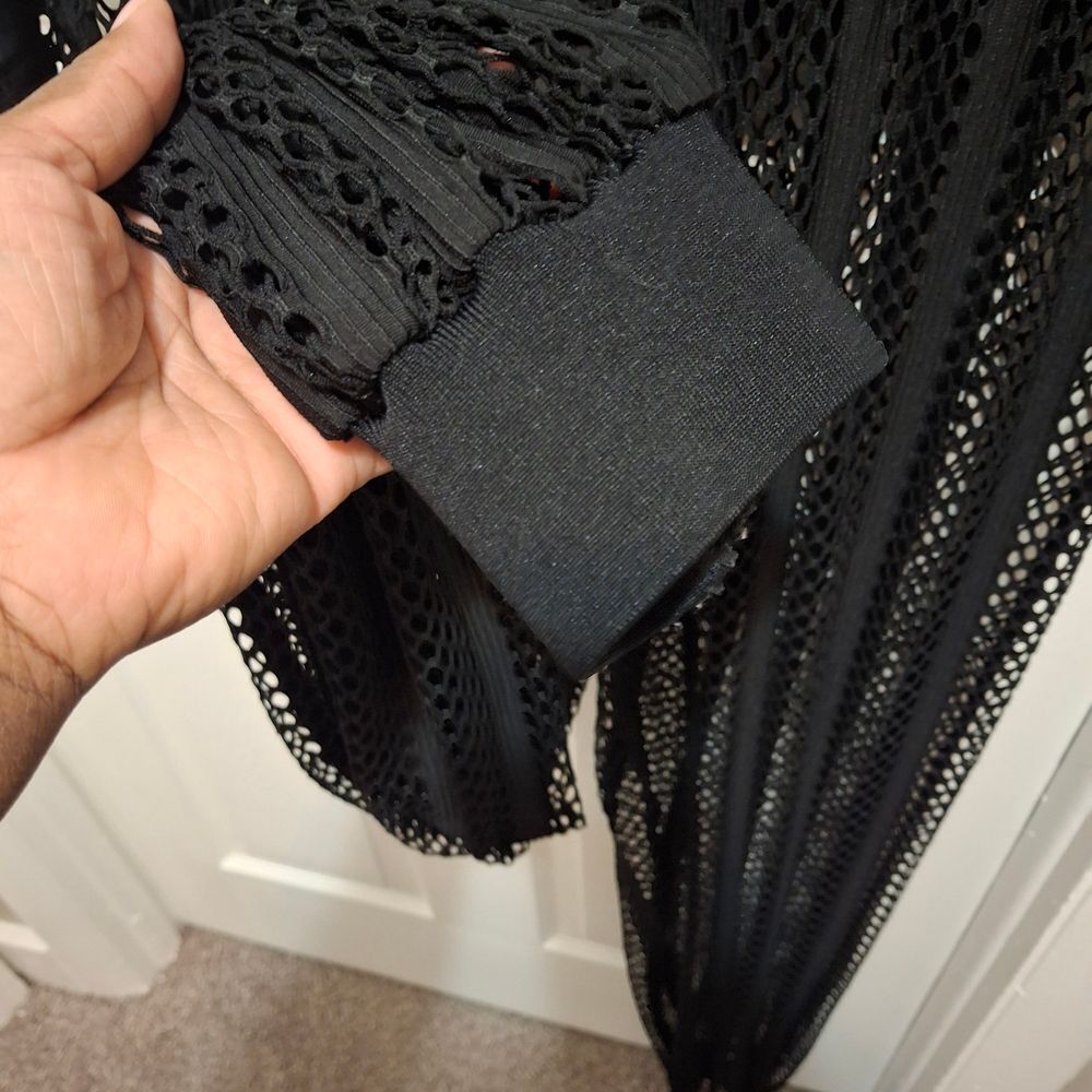 Fashion Nova Black Mesh Zip-Front Jumpsuit - Picture 4 of 4